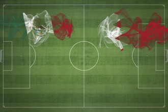 Mexico vs Bahrain Soccer Match, national colors, national flags, soccer field, football game,