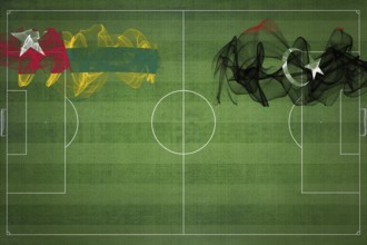 Togo vs Libya Soccer Match, national colors, national flags, soccer field, football game,