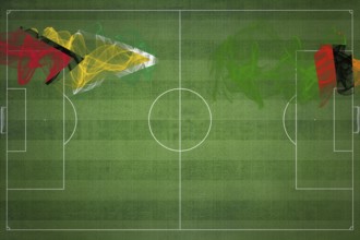 Guyana vs Zambia Soccer Match, national colors, national flags, soccer field, football game,
