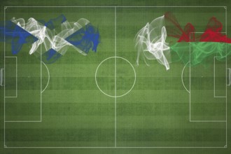 Scotland vs Madagascar Soccer Match, national colors, national flags, soccer field, football game,