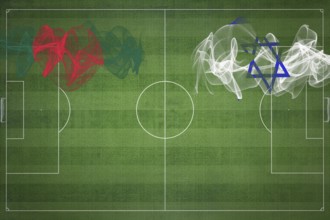 Bangladesh vs Israel Soccer Match, national colors, national flags, soccer field, football game,