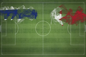 Thailand vs Bahrain Soccer Match, national colors, national flags, soccer field, football game,