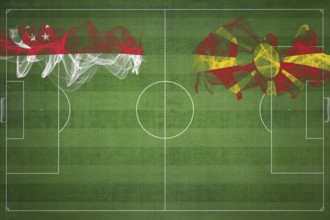 Singapore vs North Macedonia Soccer Match, national colors, national flags, soccer field, football