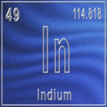 Indium chemical element, Sign with atomic number and atomic weight, Periodic Table Element