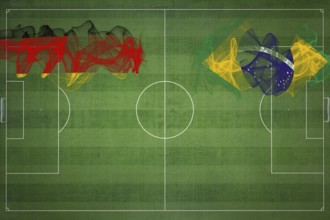 Germany vs Brazil Soccer Match, national colors, national flags, soccer field, football game,