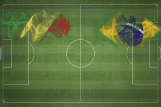 Republic of the Congo vs Brazil Soccer Match, national colors, national flags, soccer field,