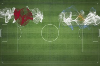 Japan vs Argentina Soccer Match, national colors, national flags, soccer field, football game,