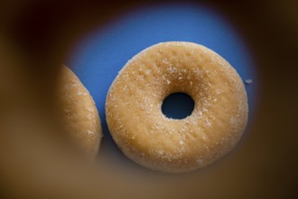 Doughnuts on blue background