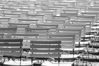White chair rows in a spa park in Black & White dark