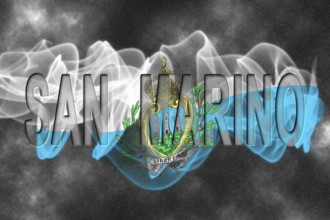 San Marino Flag with Starry Background Smoke Effect