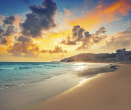 Oropesa de Mar beach La Concha playa sunset in Castellon of Spain