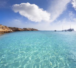Ibiza Cala Comte Conta beach in Sant Josep of Balearic Islands