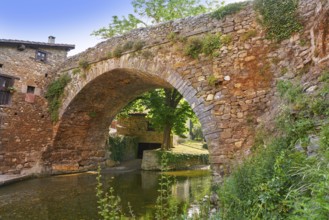 Potes river Quiviesa Deva a Cantabria village of Spain