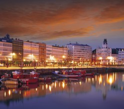 La Coruna sunset port marina in Galicia of Spain
