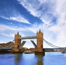 London Tower Bridge over Thames river in England