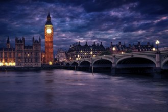 Big Ben Clock Tower London at Thames River England