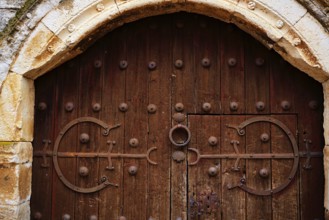 Zamora detail of old aged wood door in Spain by the via de la Plata way