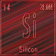 Silicon chemical element, Sign with atomic number and atomic weight, Periodic Table Element