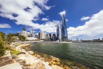 SYDNEY, AUSTRALIA, DECEMBER 03, 2023: The Barangaroo Reserve area and Nawi Cove near The Rocks in