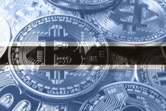 Botswana bitcoin flag, national flag cryptocurrency concept black background