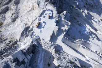 Aerial photographic documentation of a quarry for the extraction of white marble in Carrara Italy