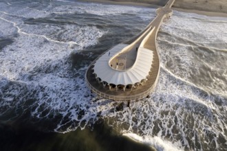 Photographic documentation aerial at the dawn of the pier of Lido di Camaiore Tuscany Italy