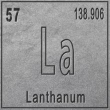Lanthanum chemical element, Sign with atomic number and atomic weight, Periodic Table Element,