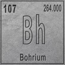 Bohrium chemical element, Sign with atomic number and atomic weight, Periodic Table Element, silver
