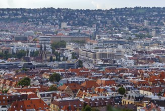 View of Stuttgart from Karlshohe hill, Germany, Europe