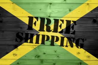 Jamaica flag, Free Shipping on wooden transport box with flag Logistics Concept