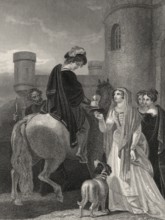 König Edward der Märtyrer erstochen auf Befehl seiner Stiefmutter Elfrida oder Aelfthrith, Corfe