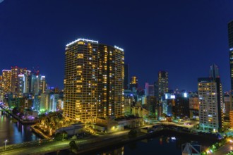 Skyscrapers visible from the Minato-ku, Tokyo. Shooting Location: Tokyo metropolitan area