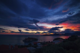 Island of Sveti Stefan in Montenegro. Panoramic shot