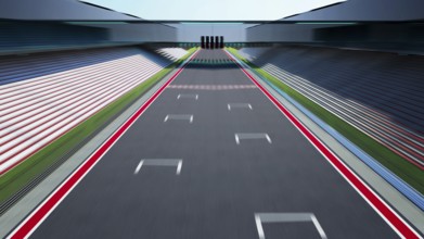 Seitenansicht Bewegung verschwimmen leere Asphalt internationale Rennstrecke mit Start- und