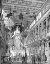 Reconstruction of the Parthenon-Temple, Interior view, dedicated to the Greek goddess Pallas Athena