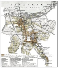 Historical map, 1894, Batavia, Dutch East Indies, or Jakarta, Indonesia, Southeast, Asia,