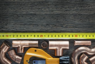 Copper water pipes tape measure pipe cutter