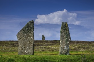Neolithic stone circle, partial view, Ring of Brodgar, Mainland, Orkney Islands, Scotland, Great