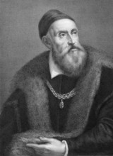 Titian (1473/1490-1576) on copper engraving from 1841. Italian painter, leader of 16th century