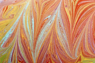 Beautiful abstract art of Ebru marbling painting techniques on water with acrylic paints