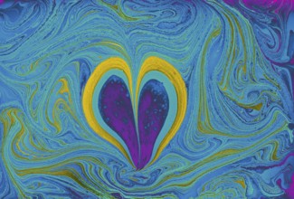 Beautiful abstract art of Ebru marbling painting techniques on water with paints