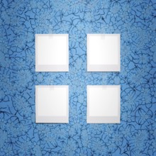An illustration of 4 photo frames on a wall