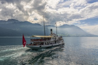 Old steamship on Lake Lucerne in Switzerland