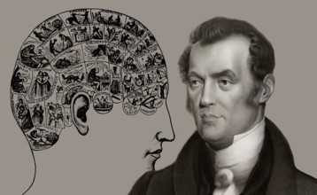 Johann Gaspar Spurzheim, 1776 – 1832, German physician and phrenologist with a Phrenological Chart,