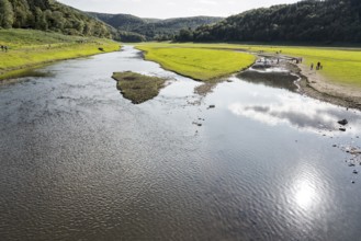 Lake Edersee at low tide, Hesse, Germany, Europe