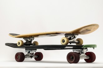 Vintage Style Black Skateboard on a white Background