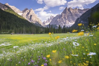 Hiking in Val Fiscalina in South Tyrol with a view of the mountains
