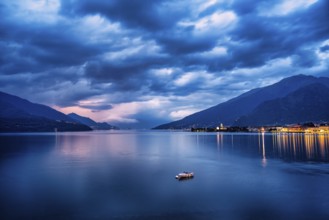A strong thunderstorm over Lake Como in Gravedona