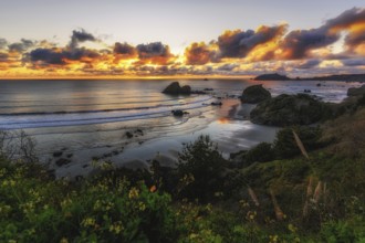 Sunset at a Rocky Beach, Northern California, USA, North America