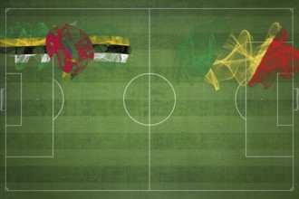 Dominica vs Congo Soccer Match, national colors, national flags, soccer field, football game,